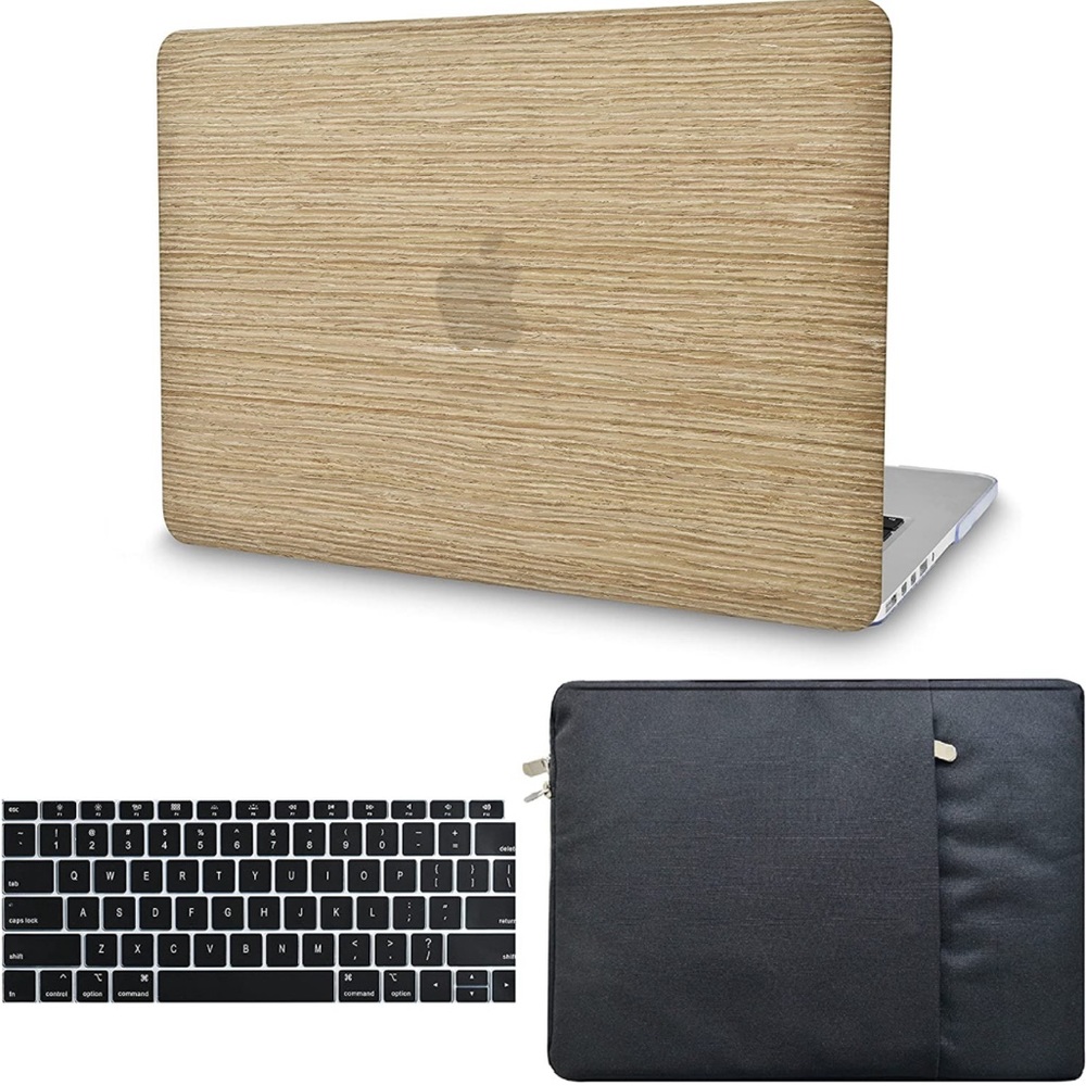 KECC Wood Leather Hardcase MacBook Pro 13 inch Case 2020-2023